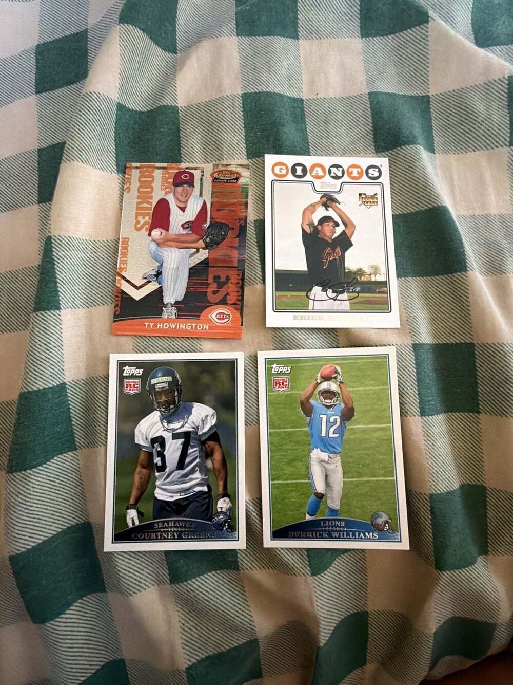 Lot of 4 Sports Trading Cards featuring Ty Howington, Erick Threets, Courtney Gr